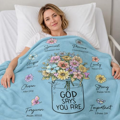 Christian Birthday Gifts for Women, Light blue Christian Blanket 60''x 50'' - color: Cyan, size: 60"x50"