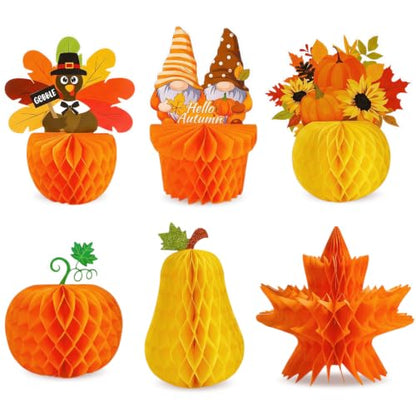 6Pcs Fall Table Honeycomb Centerpieces Thanksgiving Home Decor - style: Fall Style