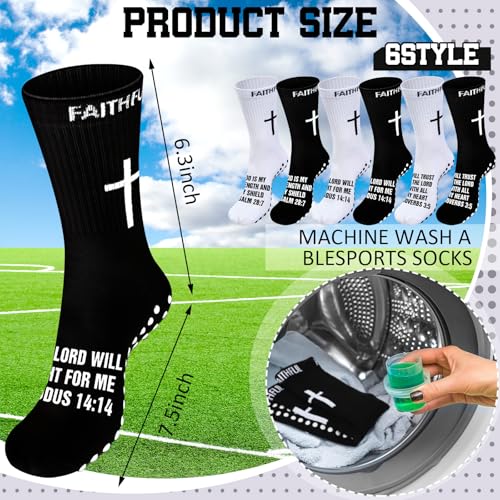 Glitopper 6 Pairs Cross Grip Soccer Socks US 6-13 christian - color: 2 Colors, style: Classic