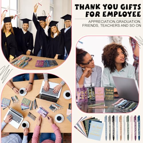 Eersida 80 Pcs Thank You Gifts Bulk Employee Inspirational Notebook Pen with Silicone Keychain Motivational Mini Notepad Ballpoint Pen Sets for Teacher Staff Volunteer Coworker School Office Supplies - color: Classic, style: Appreciation