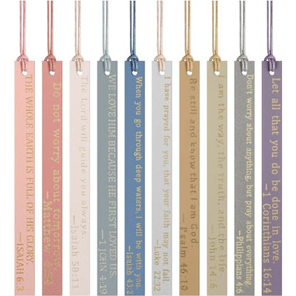 Skyygemm 10 Pcs Christian Bookmarks Christmas Gift for Women, Pastel - color: Pastel