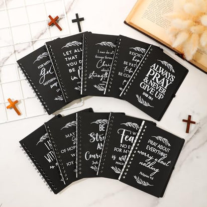 Kosiz 200 Pcs/100 Set Christian Gift Bulk Spiral Notebook and Pen, Black - color: Black