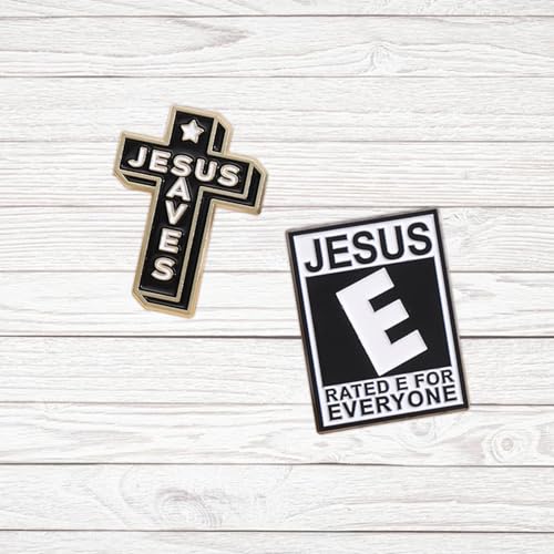 2pcs Jesus Cross Pin,Hat Jacket Enamel Pins Jesus Pins for Backpacks Jesus Saves Lapel Pin i Love Christian Pins for Backpacks Decoration Cross Brooch For Women