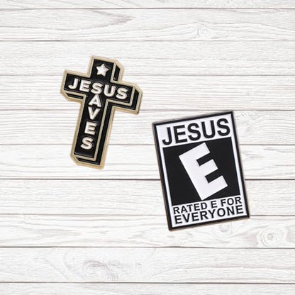 2pcs Jesus Cross Pin,Hat Jacket Enamel Pins Jesus Pins for Backpacks Jesus Saves Lapel Pin i Love Christian Pins for Backpacks Decoration Cross Brooch For Women