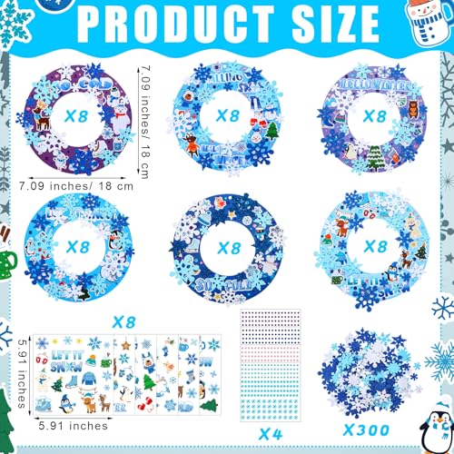Hollowfly 48 Sets Winter Snowflake Wreath Craft Kits - style: Winter