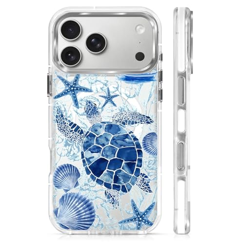 for iPhone 17 Pro/iPhone 18 Pro Case [Compatible with Magsafe],Girls Women Clear Magnetic Case Silicone Shockproof Protective Cover with Pattern Blue Sailing Sea Turtle - color: Blue Sailing Sea Turtle, size: iPhone 17 Pro/iPhone 18 Pro