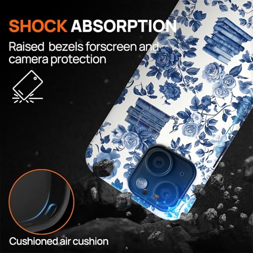 Magnetic Case for iPhone 14 Plus, Compatible with Magsafe PC Hard Shell & Silicone Inner Bumper Anti-Scratch Full-Body Cover Shockproof Slim Design Bookish Flower Rose Book Lover - color: Bookish Flower Rose Book Lover, size: iPhone 14 Plus
