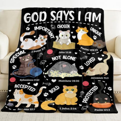 Cat Throw Blanket with Bible Verse,Thoughtful Christian Gifts - color: Bible-cat, size: 40"x50"
