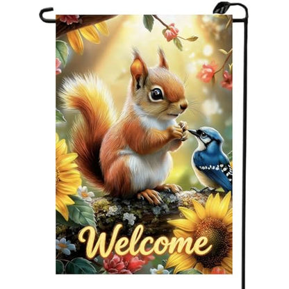 Spring Summer Welcome Garden Flag 12x18 Double Sided Burlap - color: Spring-12 x 18"