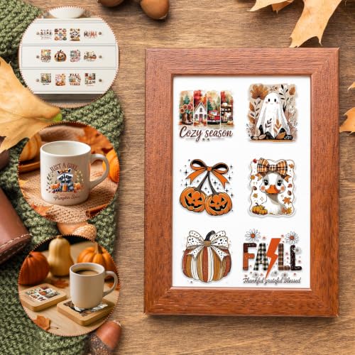 Rngmsi UV DTF Cup Wrap - 30 Sheets Fall Ghost UV DTF Stickers for Glass Mug - style: Fall Ghost