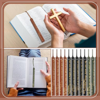 Skyygemm 30 Pcs Christian Leather Bookmarks for Bible Religious Gifts