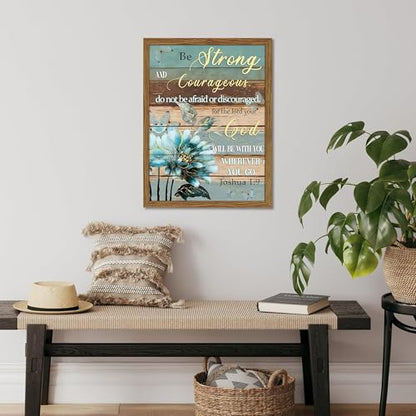 Bible Verse Canvas Wall Art Joshua Scripture Pictures Wood Framed 12x16 In - color: Joshua1 - wood, size: 16"L x 12"W