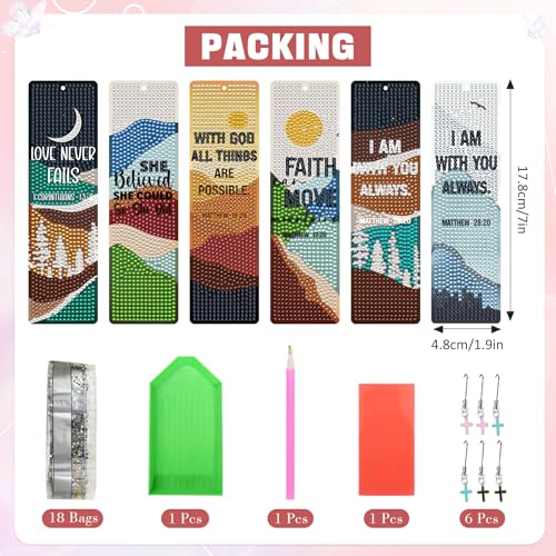Christian Diamond Art Bookmarks Kit - Boho DIY Diamond Painting Bookmarks with Mountain and Flowers Painting Kits, Religious Bookmark for Adults for Bible Journaling Prayer & Worship Accessories - color: Bible