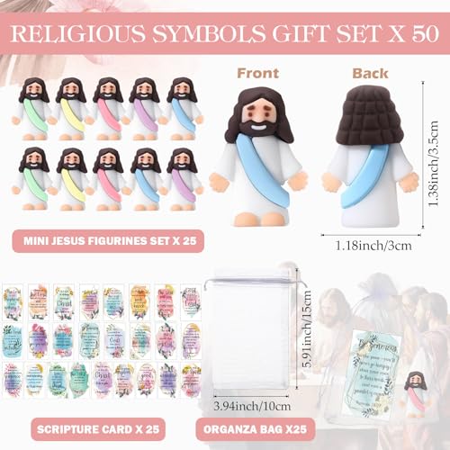Bememo 25 Pcs Mini Jesus Figurines Easter Toys, Lovely Style, Five Colour - color: Five Colour