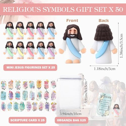 Bememo 25 Pcs Mini Jesus Figurines Easter Toys, Lovely Style, Five Colour - color: Five Colour