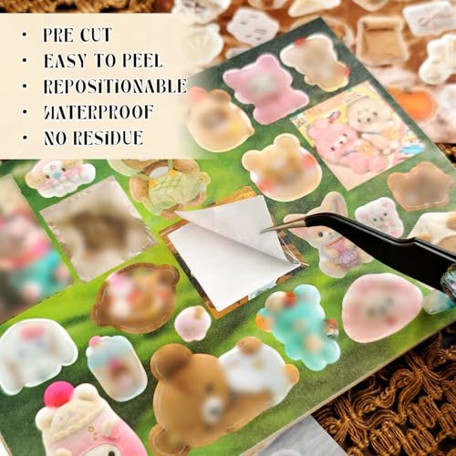 Japanese Kawaii Sticker Book, 30 Sheets, 800 Pieces, INS Style Cute Cartoon Animals, Waterproof for Journaling, Scrapbooking, Planners (Pink) - color: Korean Pink, style: Art Deco