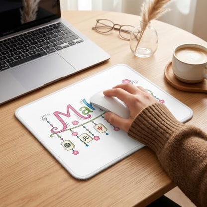 Colorful Mahjong Floral Mouse Pad Mahjong Tile Desk Pad 9.5x7.9 Inch - color: Mahjong