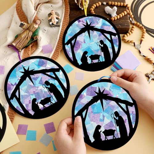 Eersida 32 Pcs Christmas a Suncatcher Craft Kit Stained Glass DIY - style: Christmas A