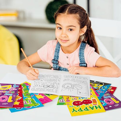 ANGOLIO Back to School Coloring Books, 24Pcs Drawing Sheets for Students - style: 100 Days of School