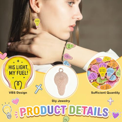 Sasylvia 48Pcs Christian VBS Light Bulb Charms for DIY Jewelry Church Craft - style: Pastal Light Bulb