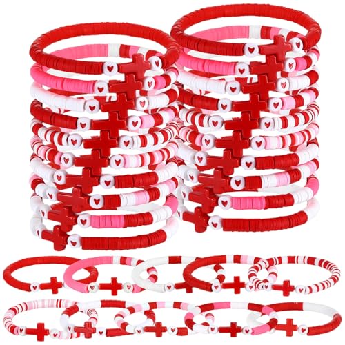 Landical 30/50/100 Cross Bracelets Bulk Jesus Women - color: Valentine