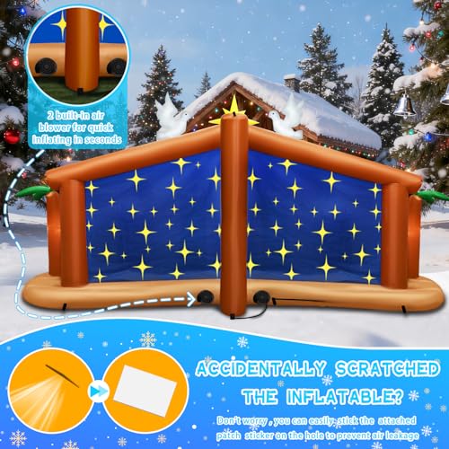 Kalolary 12FT Long Christmas Inflatable Nativity Scene