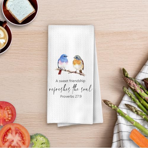 Friendship Christian Kitchen Towels - Bible Verse Gifts Decorative Waffle Dish Towels, Bird Gift Hand Towel, Christian Gifts Tea Towel, 16×24 Inches - color: Christian- 14