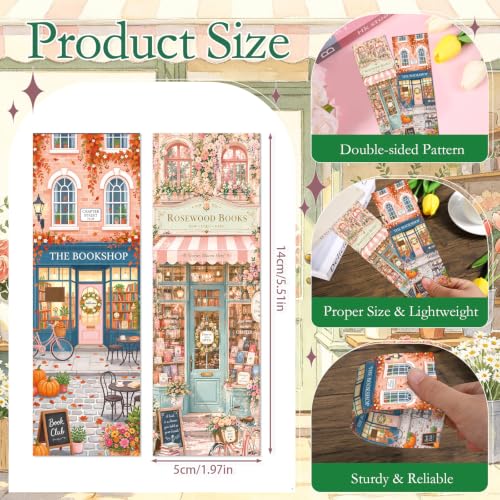 50 Pcs European Bookstore Bookmarks Gift Book Marks for Book Lover - color: European Bookstore