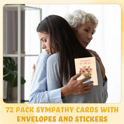 72 Pack Sympathy Cards with Envelopes & Stickers, Floral, Vibrant