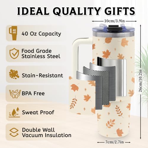 Gifts for Women, Fall 40oz Tumbler with Handle, Maple Leaf Cup with Straw - color: Maple Leaf-Yellow
