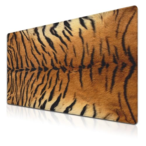 Large Mouse Pad Yellow Desk Pads Gaming Mouse Pads Keyboard Pads Extra Large Gaming Mouse Pad Non-Slip Rubber Base 35.4" X 15.7" for Game Office, Panthera Tigris Corbett Skin Pelt - color: Animal Fur