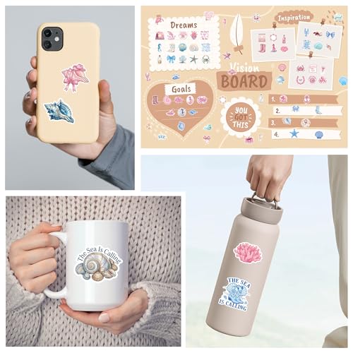 100 Pcs Ocean Stickers, Sea Life Beach Aesthetic Stickers - color: Ocean Beach Summer
