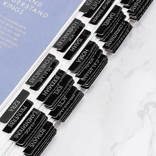 Thinkor Reposition Laminated Bible Tabs, Large Print Stickers, Easy to Read and Apply Bible Tabs for Women and Man (Luxury Black) - color: Luxury Black