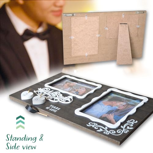 EXQUIDECA We Still Do Double Picture Frame Holds 4X6 Inches and 3.5X5 Inches,1-99 Years of Love Anniversary Wedding Marriage Blessing Gifts for Couples - color: black - we still do frame
