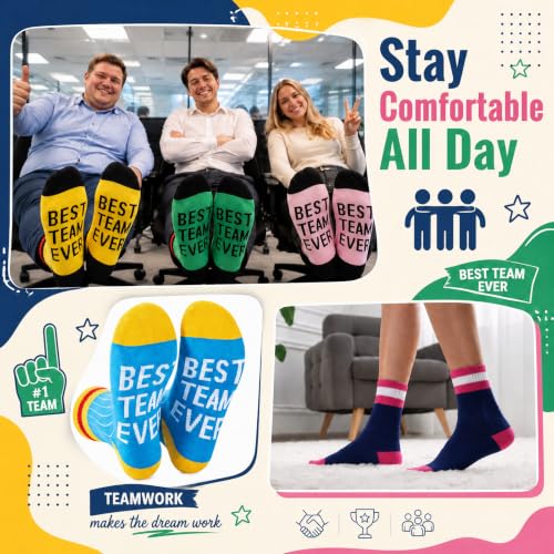 Glitopper 12 Pairs Best Team Ever Gift Socks Bulk - color: Multiple Color, style: Team