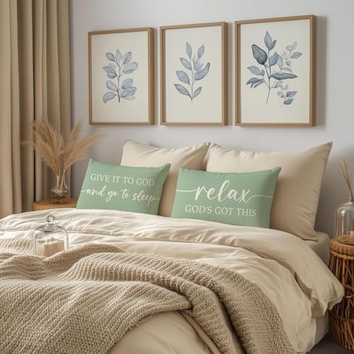 Farmhouse Sage Green Pillow Covers 12x20 Inch Set of 2, Home Decor - color: Sage Green