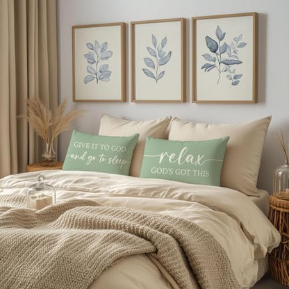 Farmhouse Sage Green Pillow Covers 12x20 Inch Set of 2, Home Decor - color: Sage Green