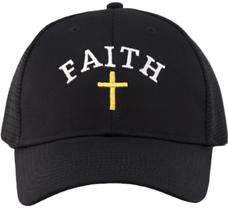 TSSGBL Various Gift Hats for Men - M L XL XXL Big Head Fit, Adjustable Mesh Trucker Ball Cap, Ideal Gifts - color: Black(faith), size: One Size