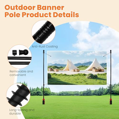 Outdoor Banner Stand 6.5 ft,Portable Adjustable-Length Banner Holder Set