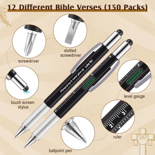 Sayglossy 150 Set Christmas Christian Gift Bulk Multitool Pen,Black - color: Black