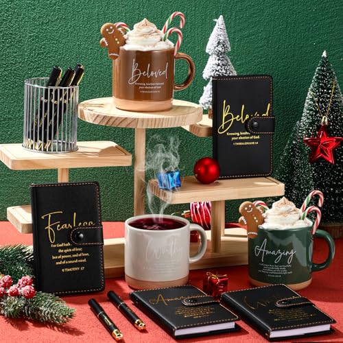 Potchen 18 Pcs Christian Church Gift 13oz Coffee Mug Journal Pen, Black - color: Retro Black, size: Bible