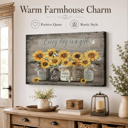 Rustic Sunflower Canvas Wall Art Vintage Flower Picture Wall Decor 24x36in - color: Sunflower, size: 36"L x 24"W