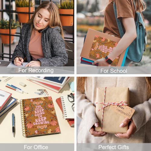 You Gotta Keep Going to Keep Growing Spiral Notebook, Boho Floral Inspirational Notebook, Positive Office Supplies Gifts for Women Sister Aunt Bestie, Birthday Gifts for Women Men Coworker - style: Keep Going