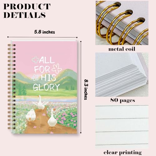 Christian Notebook for Women Girls, Inspirational Bible Journal for School Office Supplies, Aesthetic Pink Field Spiral Notebook for Note Taking - 5.5x8.3 - A13 - style: Christian Field