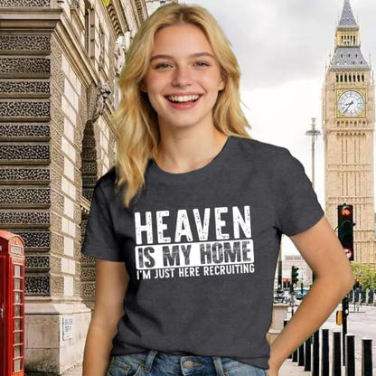 Christian Shirts for Women Bible Verse Faith Heaven is My Home Tee - color: Grey, size: Small