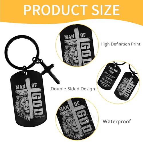 Keychain for Men Boys, Dog Tag Style Key Chain, Black Key Rings Birthday Christmas Veteran Day Gifts - style: Christian