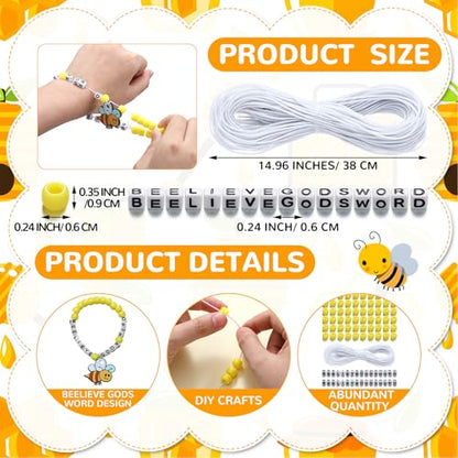 Ferreve 24 Sets Bee Bible Bead Bracelet Crafts Christian Bible Religious DIY Honey Sunday School Crafts Supplies for Party Favors Decor Birthday Gifts