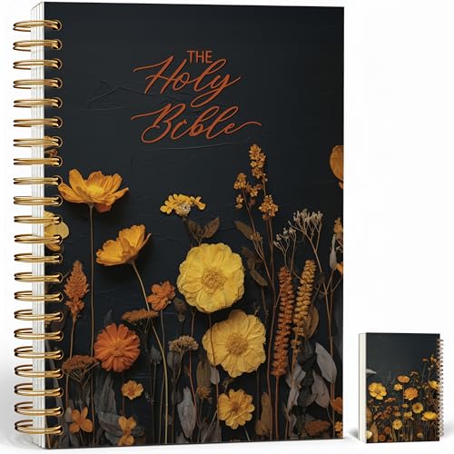 Christian Notebook Journal - Christian Gifts for Women, Vintage Wildflower Inspirational Bible Journal Notebooks for Note Taking, Bible Study, Prayer & Church Notes, A5 Spiral Notebook (Holy Bible-Yellow) - color: Holy Bible-Yellow