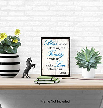 Bless the Food Before Us Sign - Kitchen Dining Room Wall Art