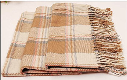 Wander Agio Women's Fashion Long Shawl Big Grid Winter Warm Lattice Large Scarf - color: Beige